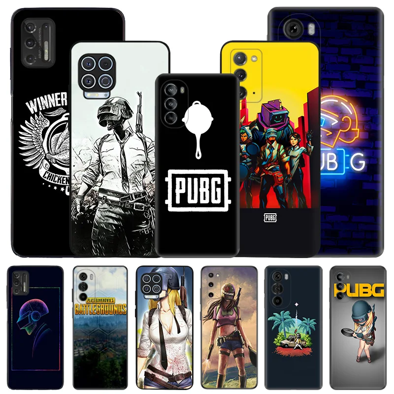 Soft Phone Cases For Motorola G53 G73 G9 G50 G51 G60 G71 G22 G32 G52 G72 Edge40 20 30 Lite Pro PUBG Game Black Matte Cover