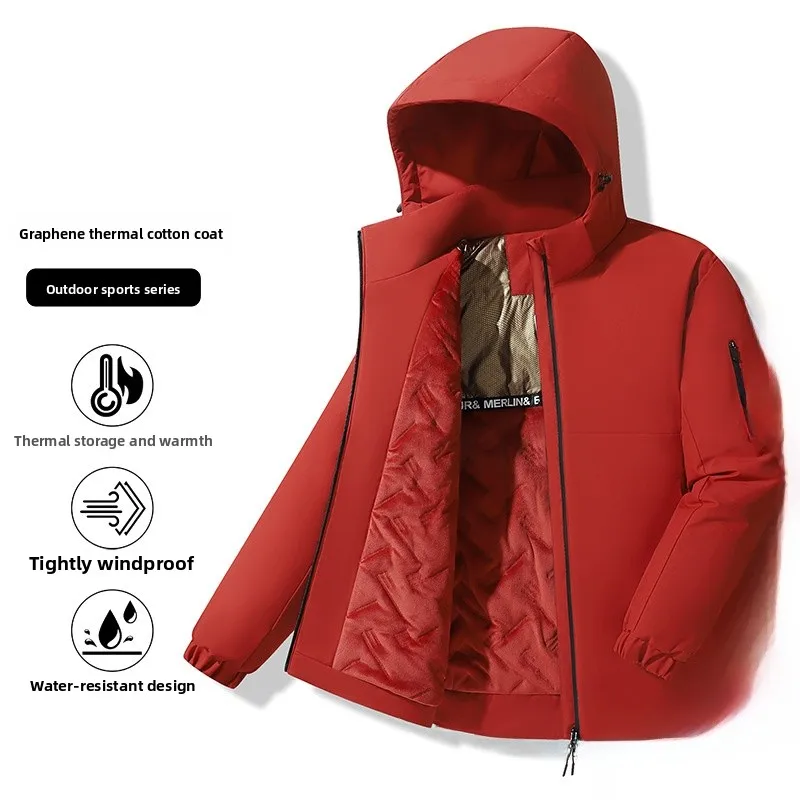 

Paulozovanti Graphene Black Gold Cotton Jacket Women's Winter Warmth Windproof Coat Couple Matching Regular Thickness