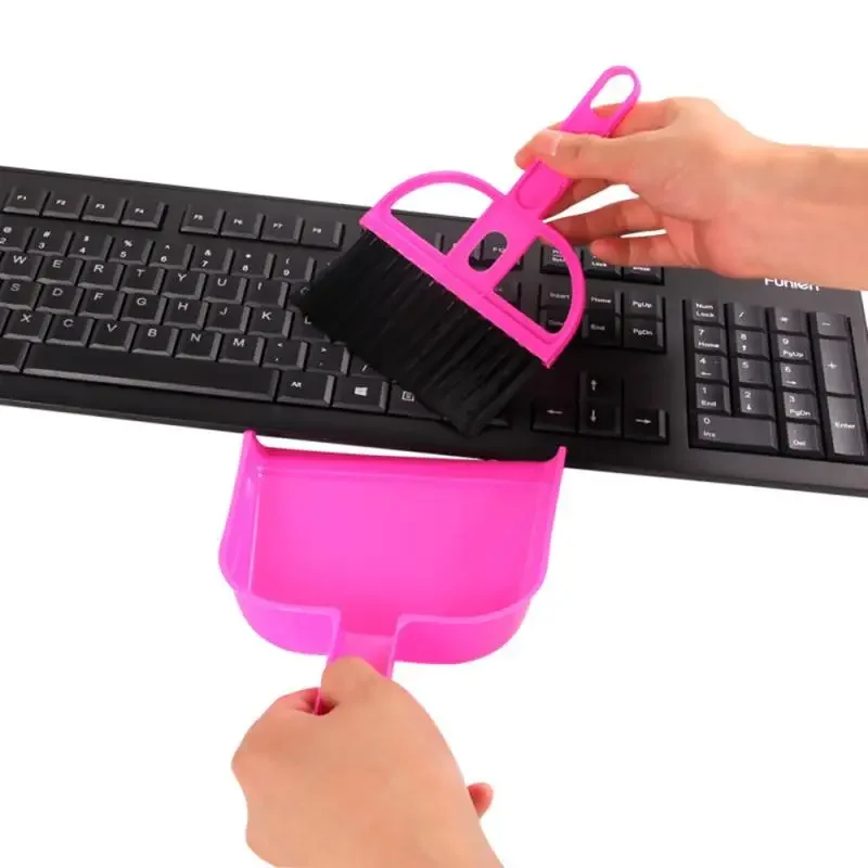 New Mini Two-Piece Set Desktop Sweep Cleaning Brush Keyboard Brush Small Broom Dustpan Set for Home School Office Clean Brush