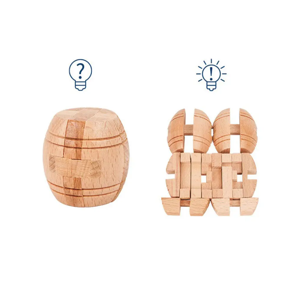 

Wooden Barrel Lock Intelligent Puzzle Brain Teaser Educational for Kids Adults