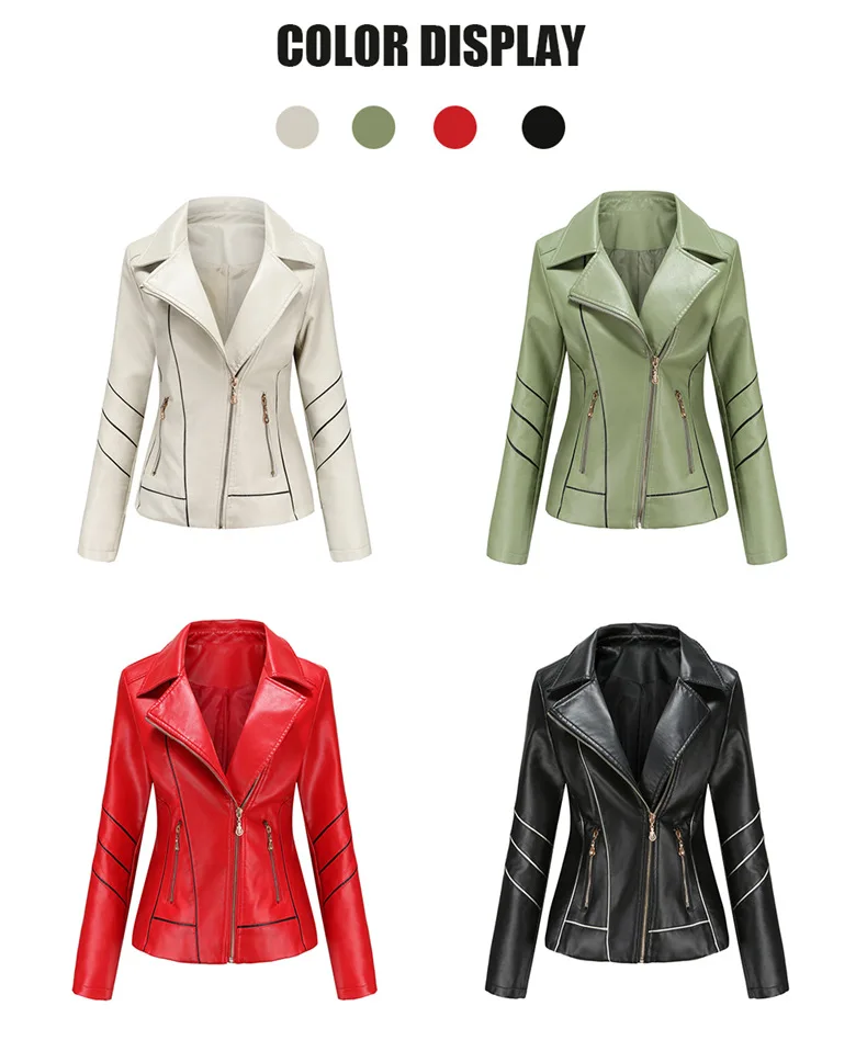 Thin PU Zipper Short Coat for Women, Motorcycle Jackets, Leather Clothes, Spring and Autumn Jackets, New Style, Purchase