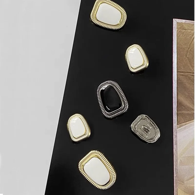 10PCS/Lot Square Oil Metal Buttons Shanked Coat Buckle Sewing Simple Accessories Decorative Buttons