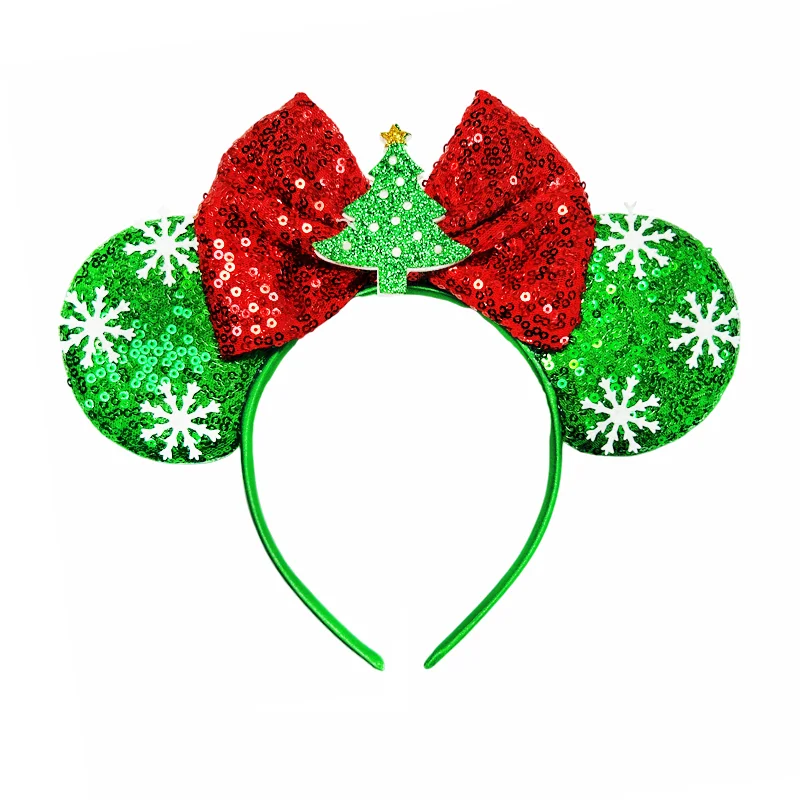 Christmas Mickey Mouse Ears Headbands Big Snowflake Festival Carnival Party Hair Headwear Girls Women Headband Kids Accessories