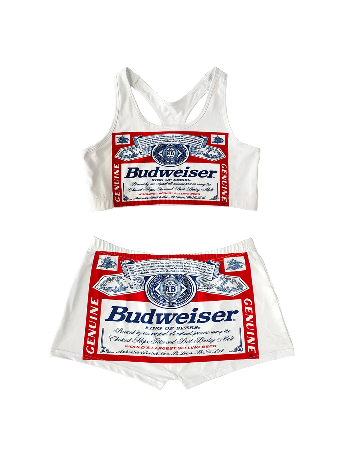 XMONSTERX Sporty Budweiser Design Summer Lingerie Set Women\'s Tank Top Bra & Underwear Lingerie Two Piece Set Plus Size