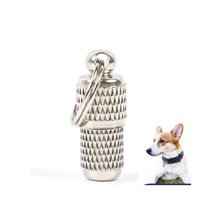 Mini tubo de almacenamiento de Metal para perros y gatos, etiqueta de dirección antipérdida, etiquetas de identificación de dirección de nombre de mascota, Collar de tubo, colgantes, collares Pitbull