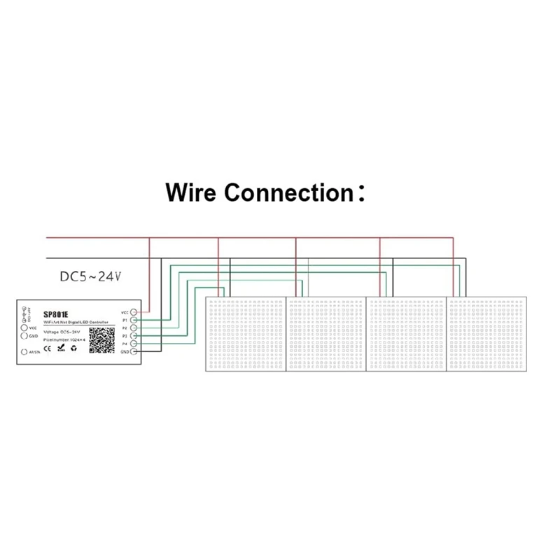 SP801E Wifi Art-Net LED Controller LED Matrix Panel Module WS2812B WS2811 Light Strip Wireless Control DC5-24V