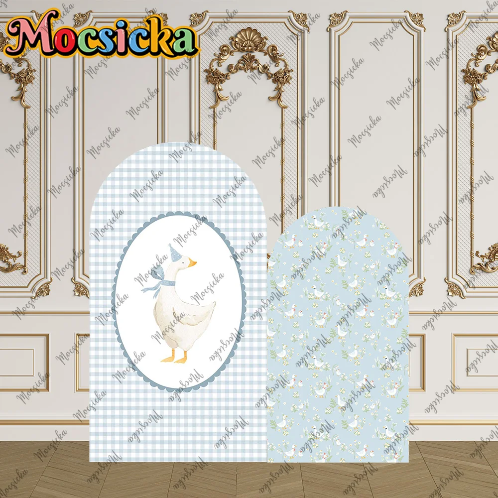 Mocsicka 2-Sided Arch Cover One Silly Goose Theme Decoration Backdrop Baby Shower Cake Smash Newborn 1st Party Prom Photo Props