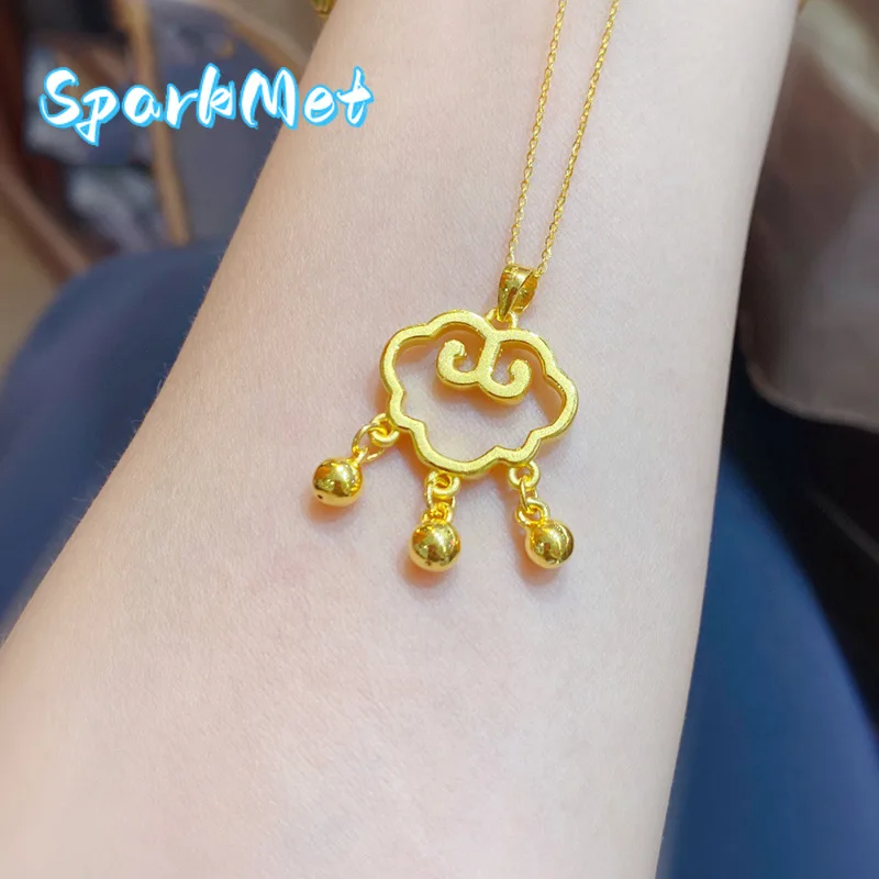 

Женское ожерелье Sparkmet Temperament из настоящего золота 9999 пробы с подвеской в виде колокольчика и кулона-замка Руи