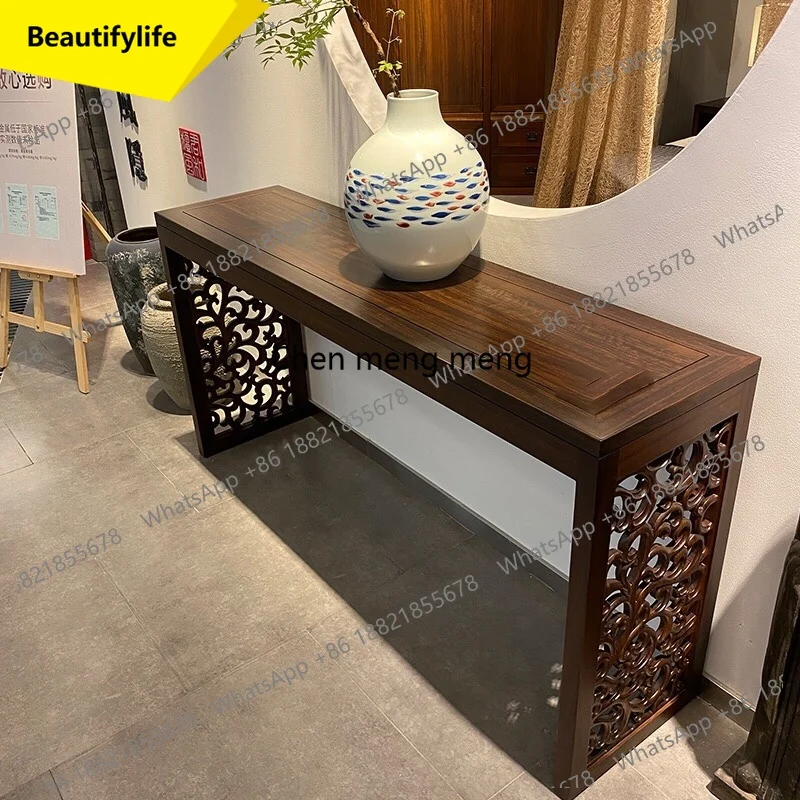 

A38 Эстетический входной столик из черного дерева Новый китайский входной столик из цельного дерева Простая художественная гостиная