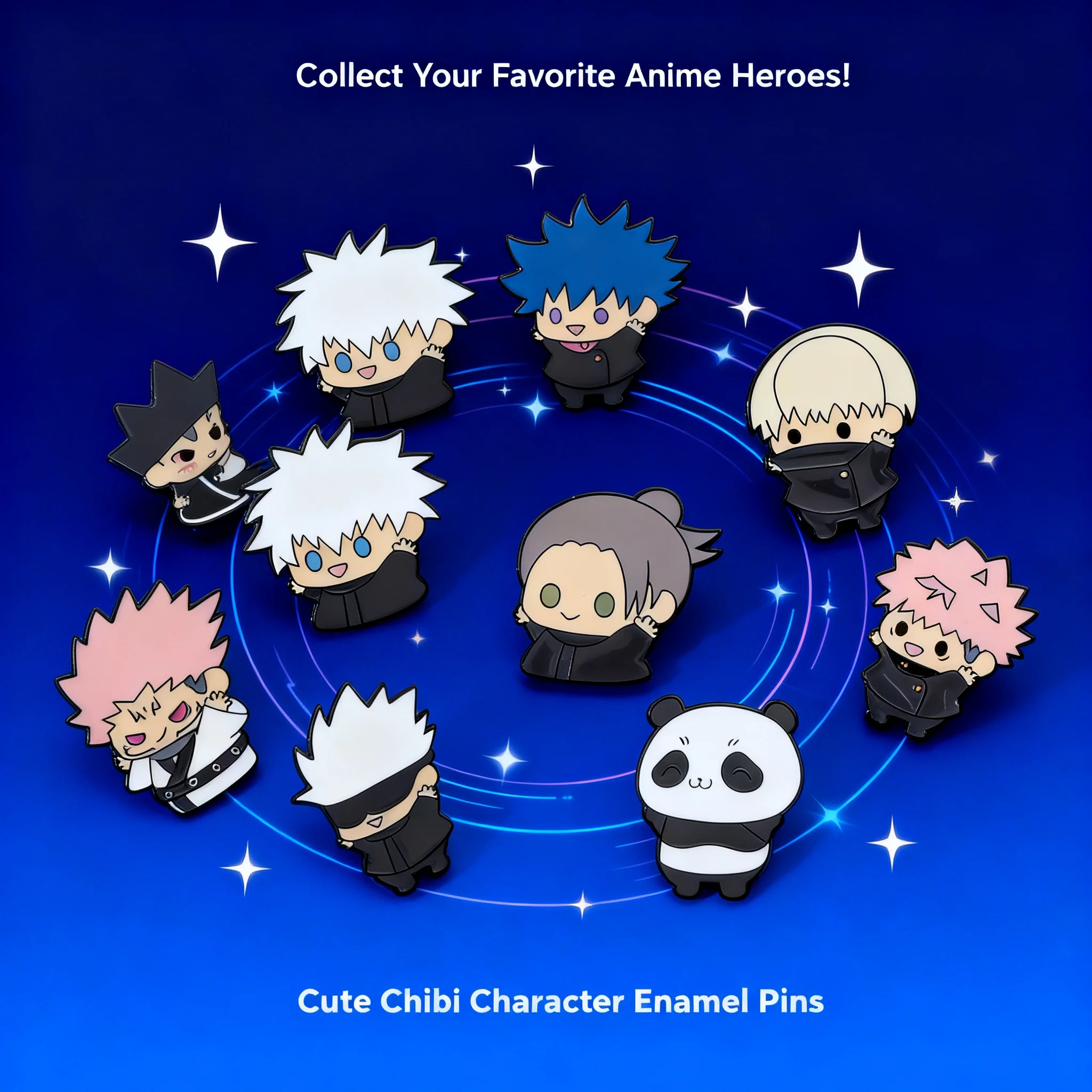 Pin de Metal con Diseño de Anime Japonés Jujutsu Kaisen, Versión Q, Personaje Gojo Geto