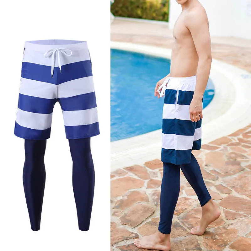 Bañador con mallas para hombre, pantalones cortos, protección solar UV