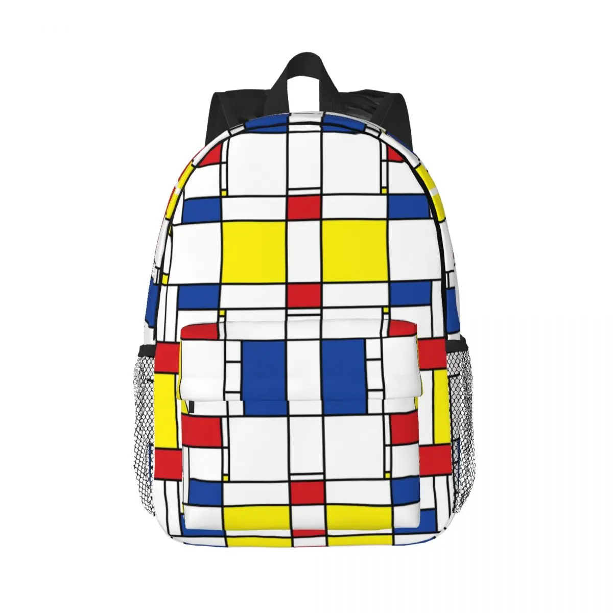 Mondrian Minimalist De Stijl Modern Art I.I Fatfatin Backpacks Boys Girls Bookbag Students School Bags Rucksack Shoulder Bag