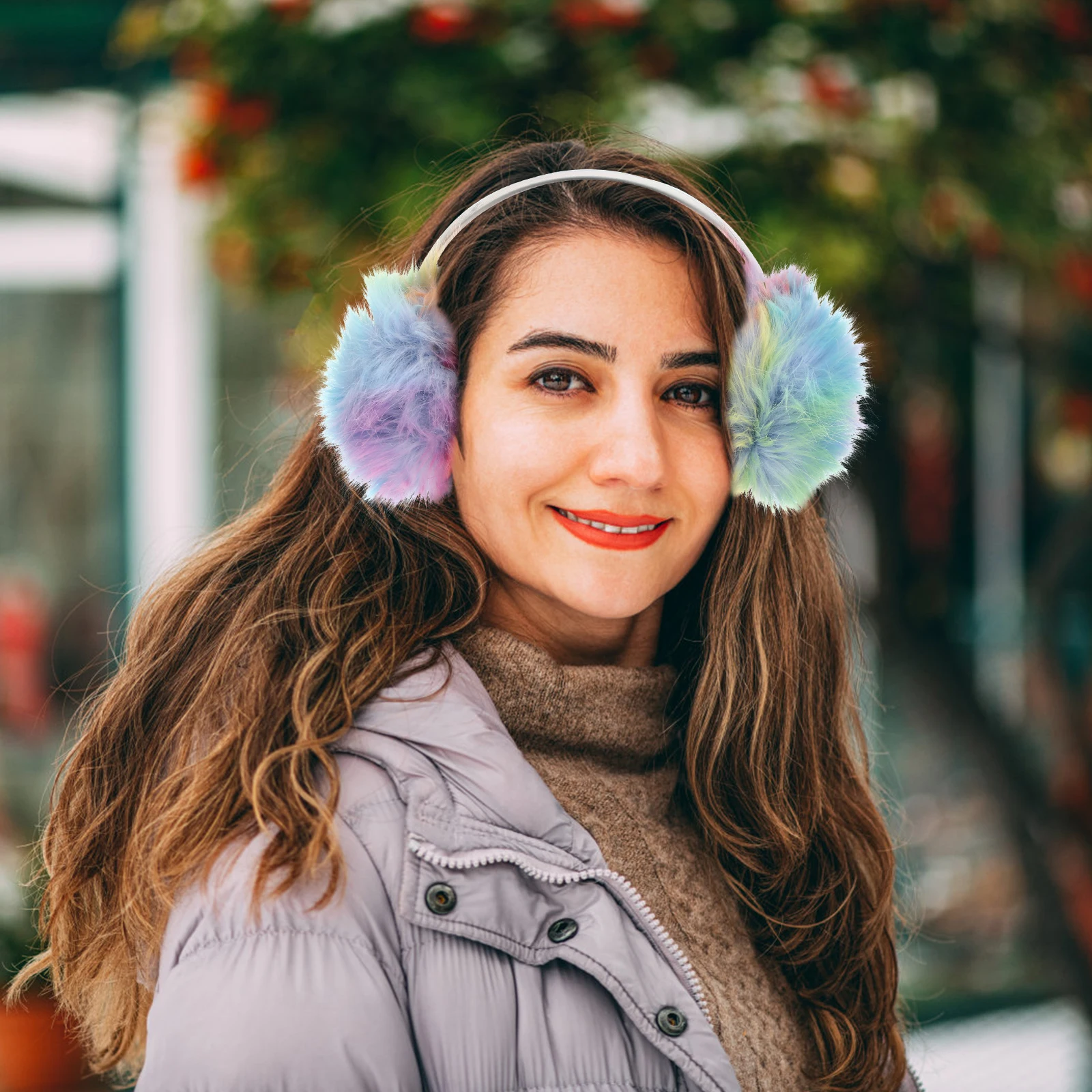 

Warm Ear Cap Kids Adorable Cat Collar Green Earmuffs Children Ear Defenders Protective Headgear Soft Winter Fashion