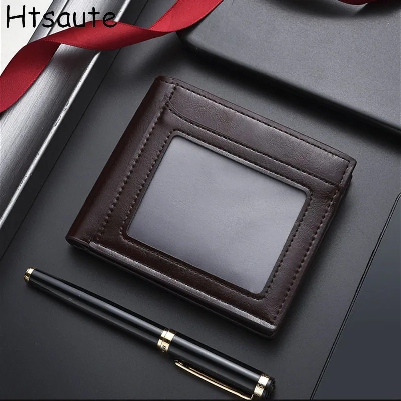 

Fashion Business High-End Hasp Simple Short Men's Wallets Solid-Color Luxury Brand Card Holder Men's Wallet cartera mujer