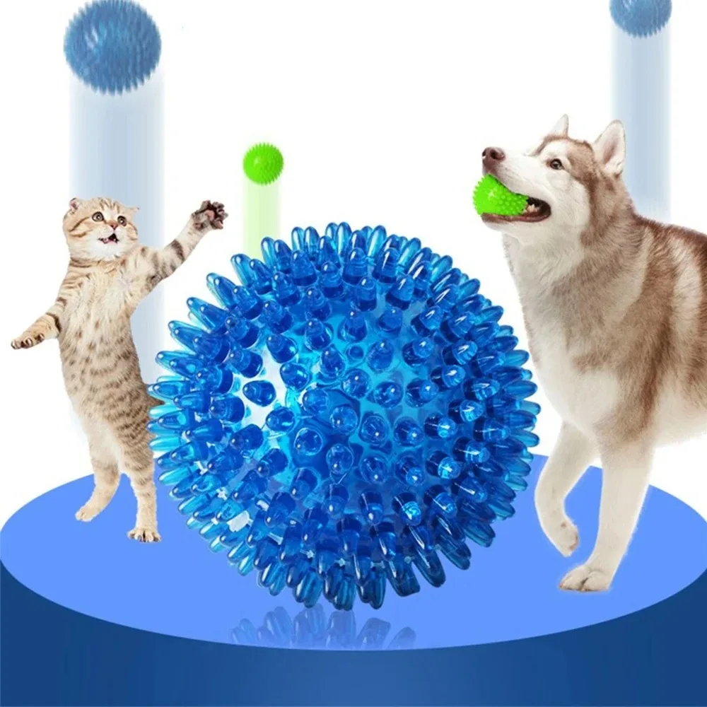 Pet Dog Ball Toys Cat Puppy Sounding Toy Interactive Squeaky Tooth Cleaning Ball TPR Training Pet dog Teeth Chewing Thorn Balls