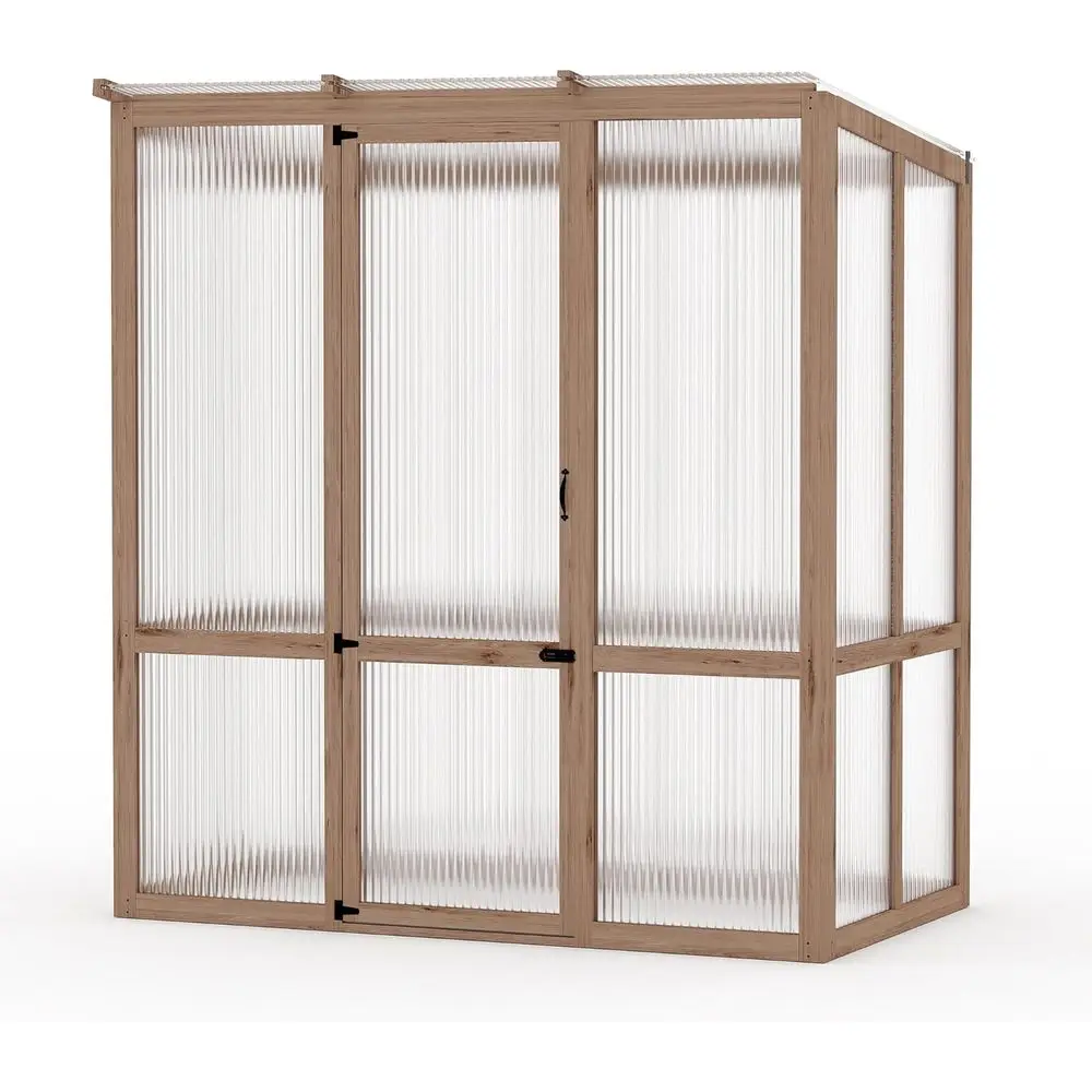 

Walk-In Outdoor Greenhouse 4x6 with Roof Vent, Wooden Frame & Polyethylene Cover