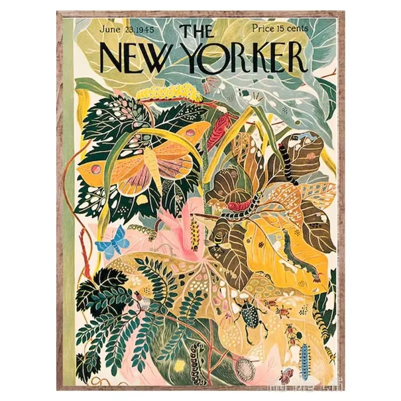Impresión vintage de la revista New Yorker, portada de revista botánica, lienzo decorativo para pared, impresiones florales coloridas, decoración para el hogar