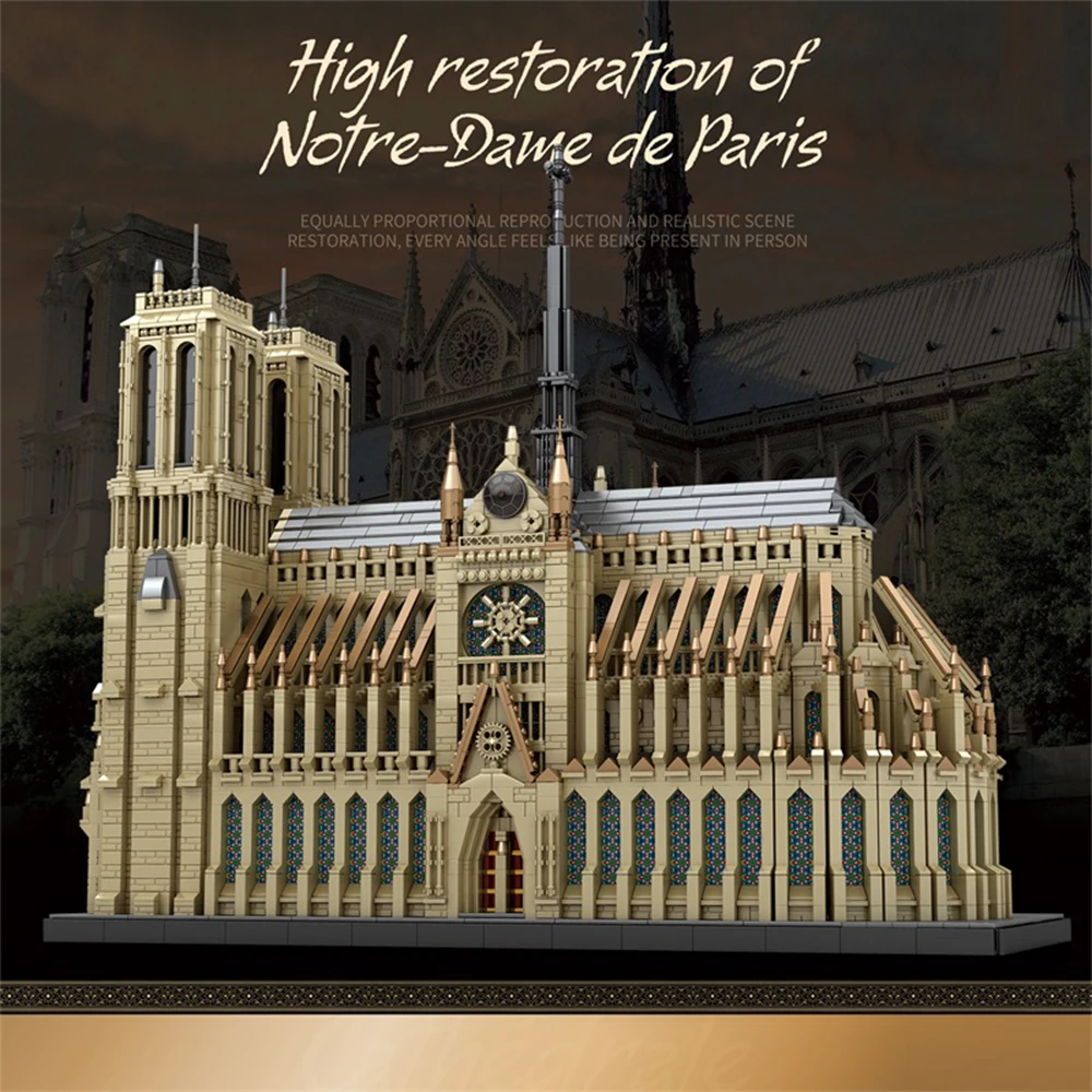 World Architecture Notre Dame Cathedral Gothic House Buildings Sets High simulation City Modular Building Blocks Gift 8868PCS