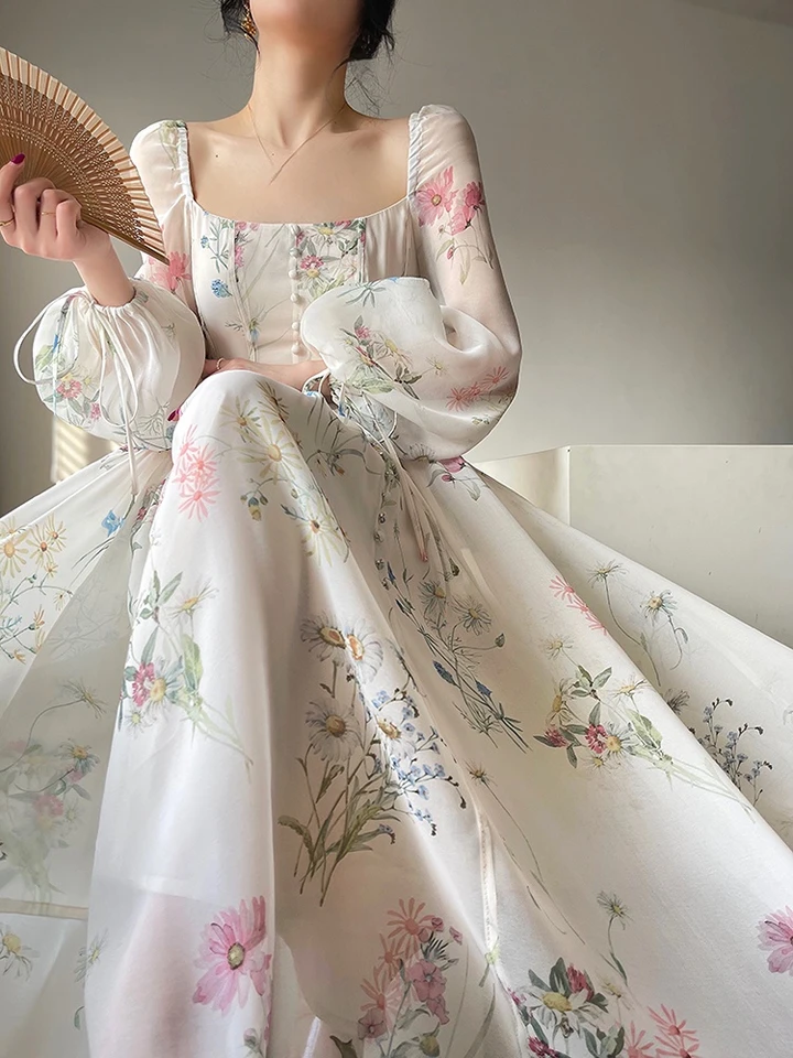korean chiffon dresses Floral Mini Dress color display Color:Black and Natural White Mark Women's Casual Bridesmaids' Dresses