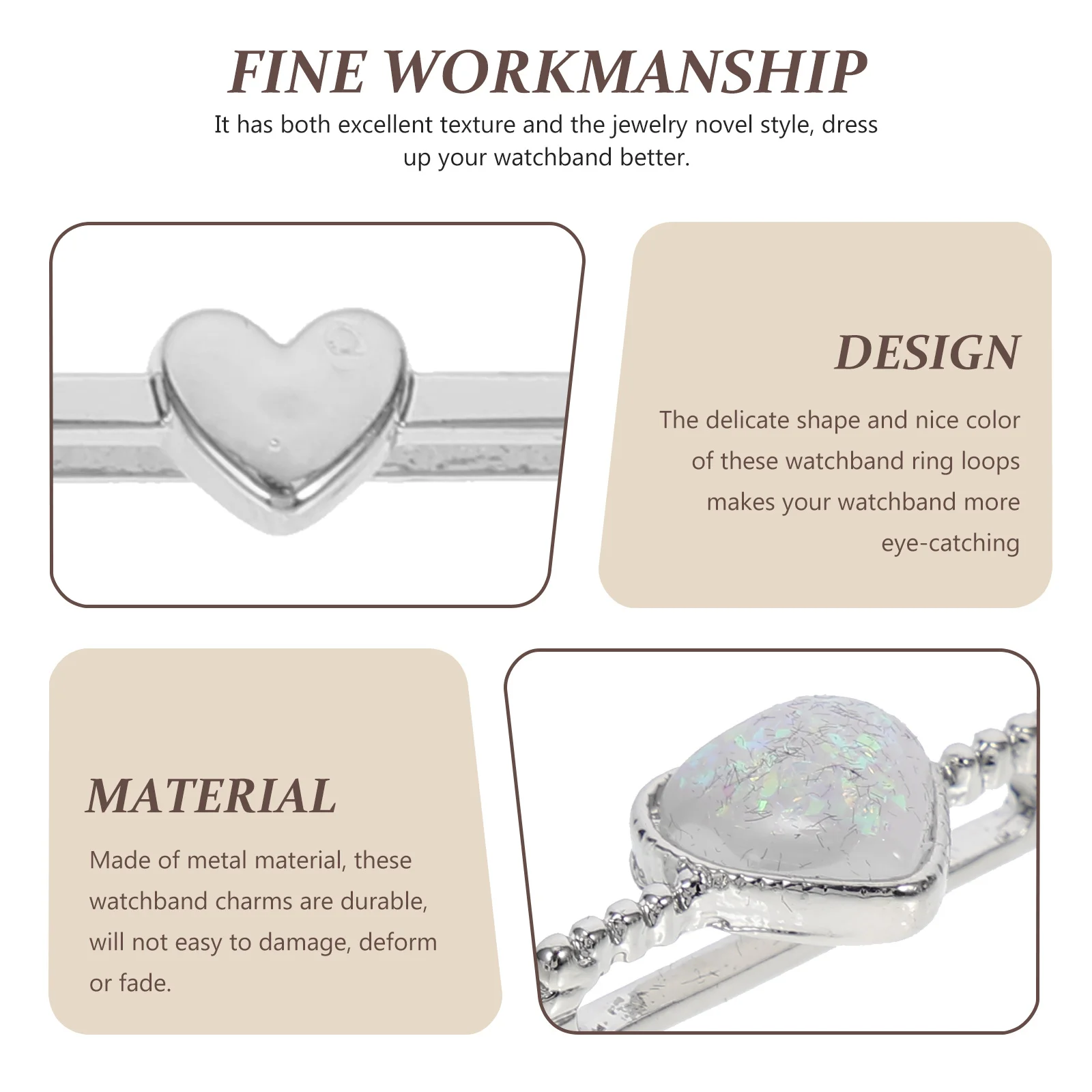 

4Pcs Watchband Charms Durable Metal Ring Lightweight Compact Gift Choice Watch Band Decors Watch Band Charms Delicate Watchband