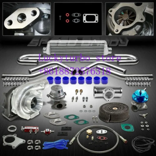 

T04E 10PC T3/T4 UNIVERSAL TURBO KIT TURBOCHARGER+INTERCOOLER+WASTEGATE+BOV+WRAP