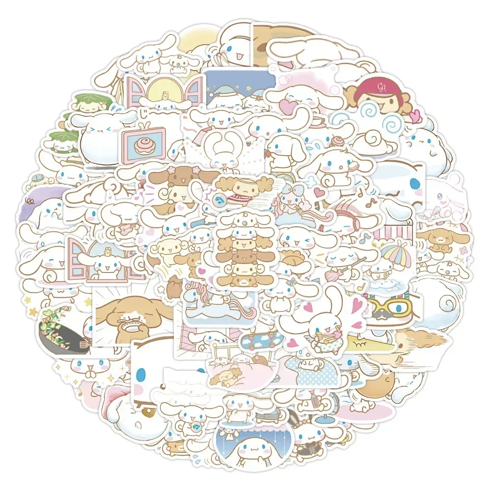 Kuromi Cinnamoroll Minha Melodia Olá Kitty Pochacco PomPomPomPurin Pouco Twin Star Sanrio Adesivos, Não-repetindo, 60pcs