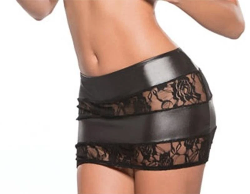 Falda de encaje de cuero PU suave para mujer, cintura baja, cadera delgada, lápiz, Pole Dance, Falda Midi ajustada, ropa de discoteca Sexy, Micro Mini faldas