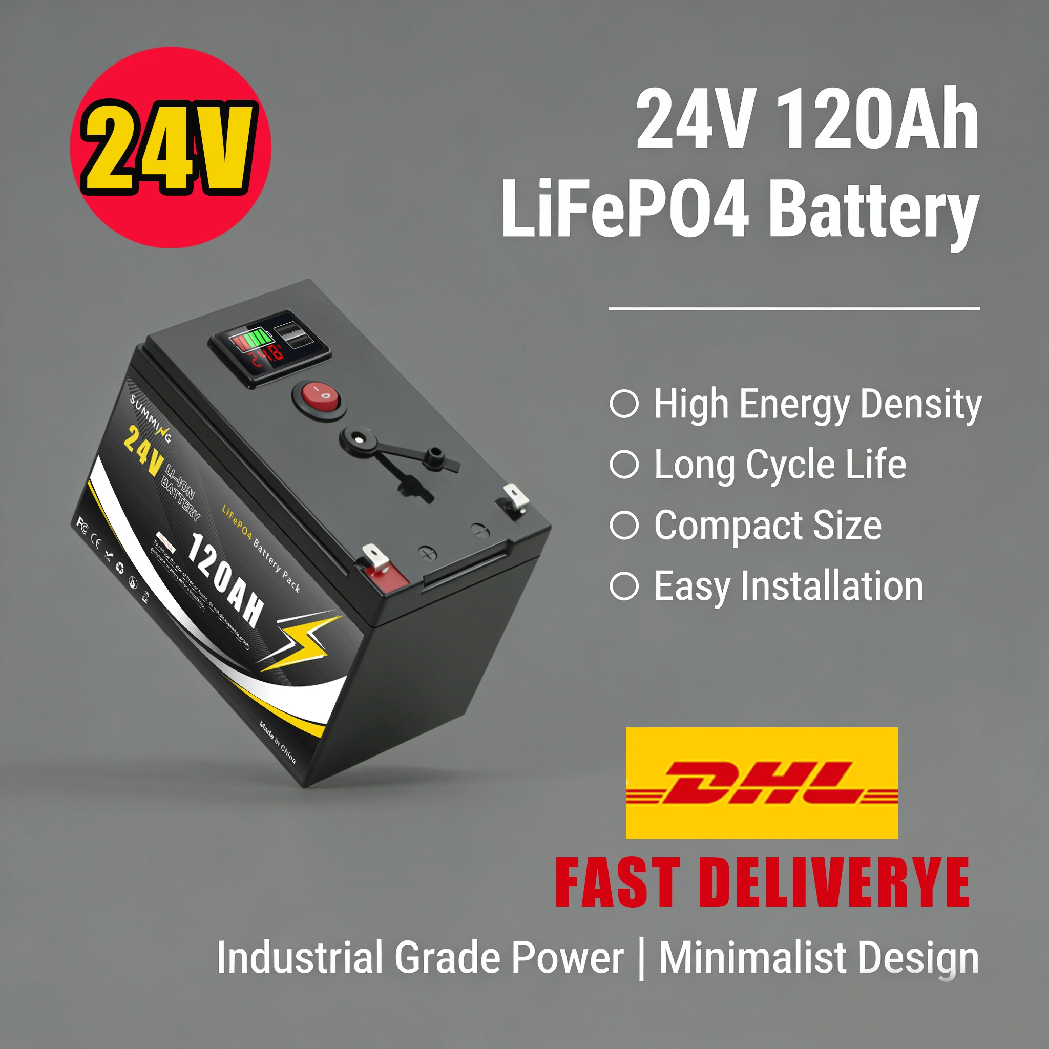 

24V Rechargeable Battery 120AHSolar Battery with BMS-Optimized for Home Solar Systems, Off-Grid Living️RV&Boat Electric