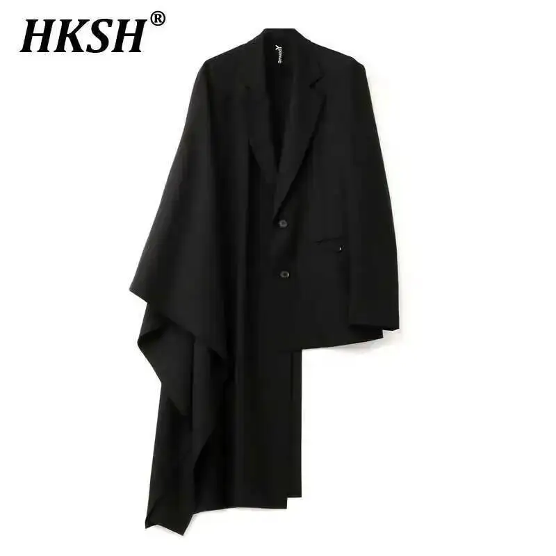 HKSH Autumn New Men's Tide Dark Chic Blazer Yamamoto Style Asymmetrical Niche Design Streetwear Punk Gothic Japanese Coat HK1988