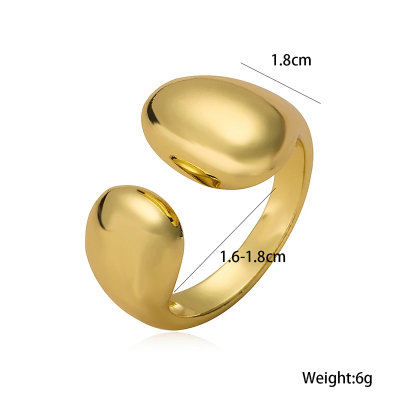 GANPUP Minimalistischer Polierter Verstellbarer Offener Ring für Frauen, Alltagsschmuck, Trendiger Goldfarbener Fingerring, Schmuckgeschenk – Detail 2