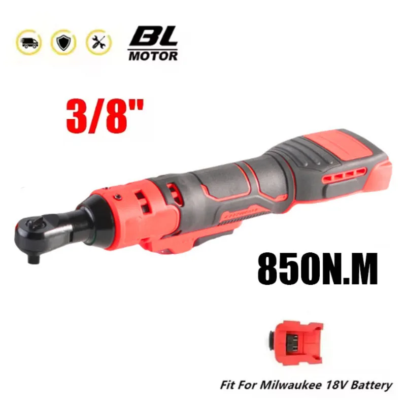 

For Milwaukee 18V Battery Electric Ratchet Wrench 3/8" Cordless Driver 850N.M Removal Screw Nut with LED Repair Power Tools