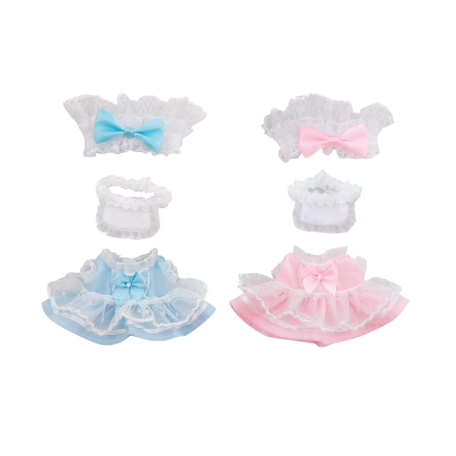 3-piece Doll Costume Maid Dress, Handmade Clothes with Headband Apron for 17 Cm Dolls