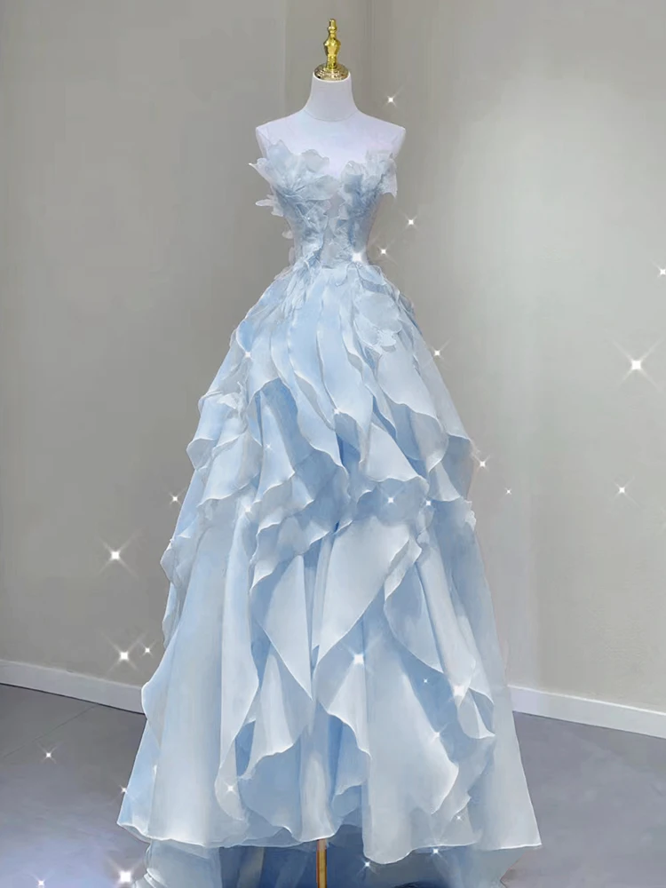 Vestido de Gala Azul E F de Luxo Leve para Cerimônias e Bailes - Super Conto de Fadas com Música e Efeito Sonoro