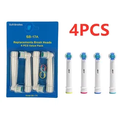 4pcs Compatible with OralB Toothbrush Heads Sensitive Clean SB-17A Fit Advance Power/Pro Health/Triumph/Vitality Precision Clean