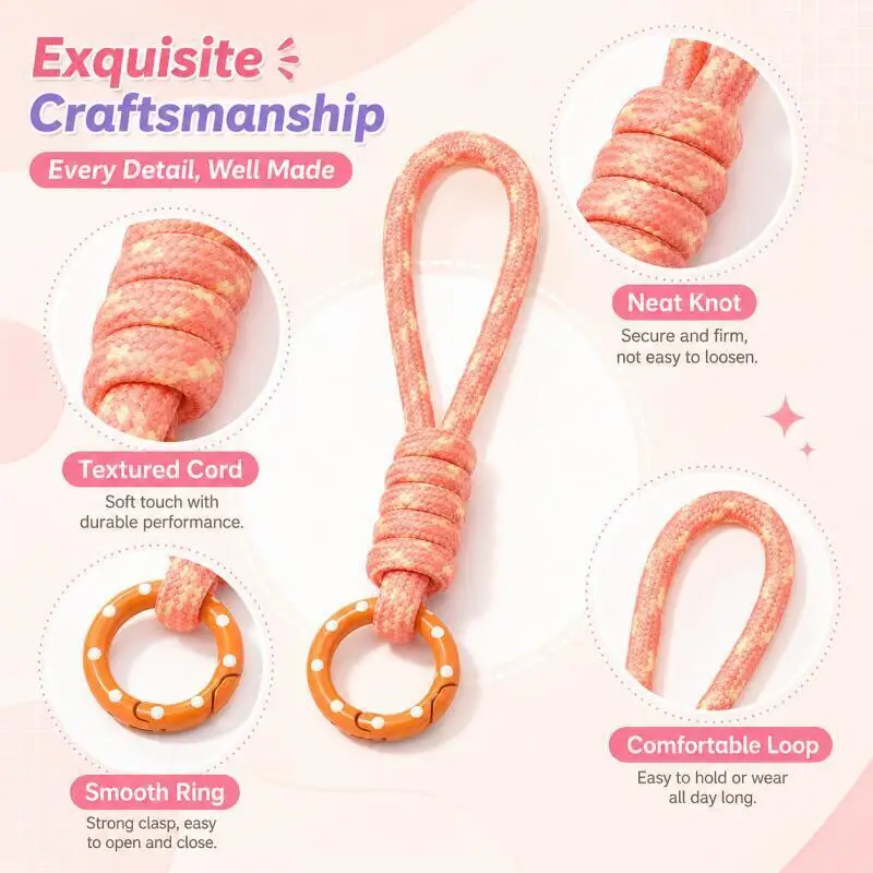 10/5/1 Stück Paracord geflochtener Schlüsselanhänger, Handgelenkschlaufe, Handyhüllen-Antiverlustschlaufe, Schlüsselringe, DIY-Werkzeug, Rucksackschnallen – Detail 4