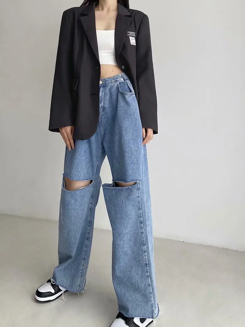 Street Sle Loose Damen Jaet 2022, neuer Vintage Briti College Faion Ele, schrulliger Anzug, reine Farbe, lang, Sve