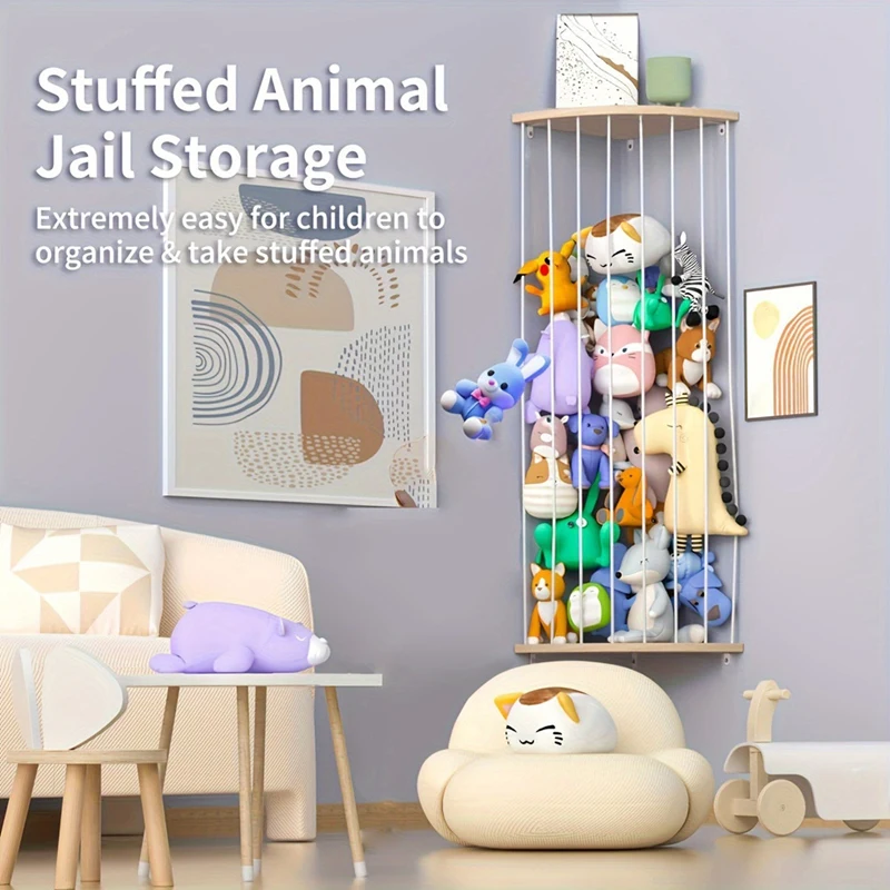 Corner Stuffed Animal Zoo, Large Stuffed Animals Storage, Vertical Toy Storage Organizer - For Plush Toy Holder