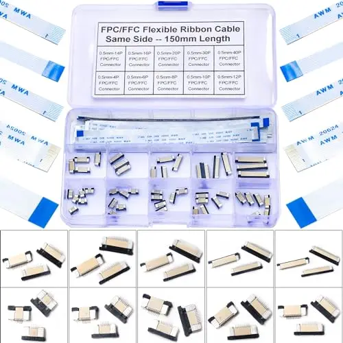 0.5mm Flexible Flat Cable Connectors Kit, 4/6/8/10/12/14/16/20/30/40Pin FFC FPC Ribbon Sockets Connector(0.5mm-SS-Kit)