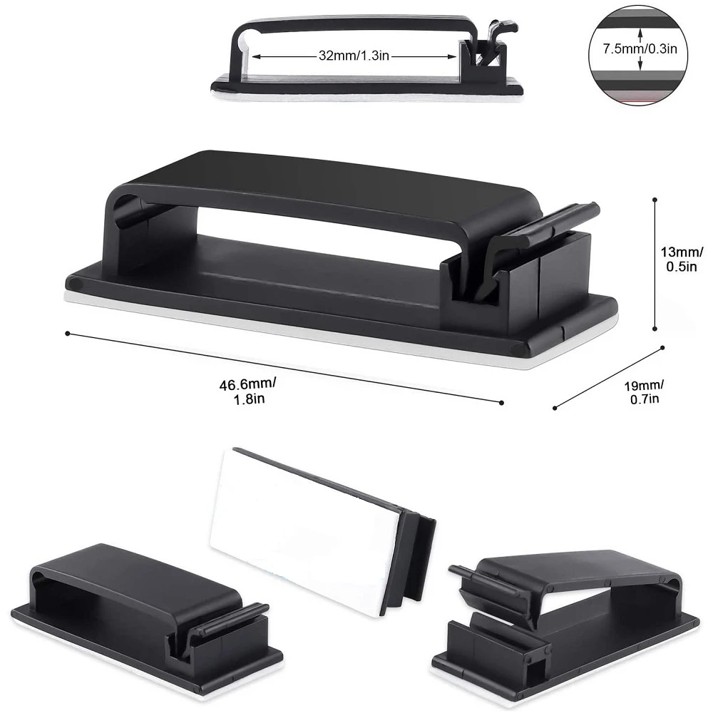 Untoom Cable Organizer Cable Winder Desktop Tidy Management Clips USB Cable Holder for Mouse Keyboard Headphone Wire Organizer