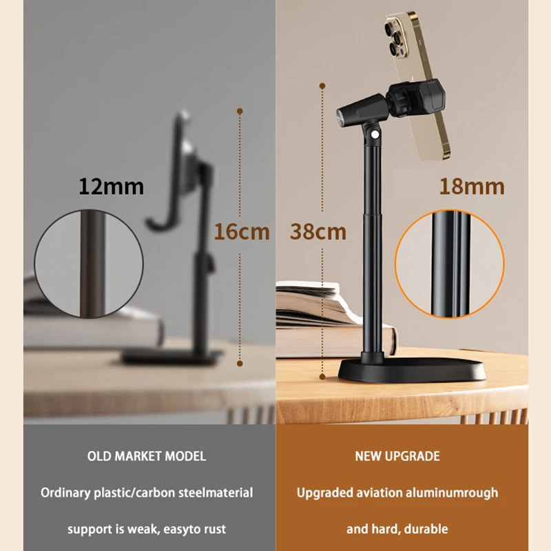 Support de téléphone portable support de téléphone de bureau Angle de hauteur réglable en alliage d'aluminium support de téléphone universel bureau pour iPhone 15Pro Max Plus