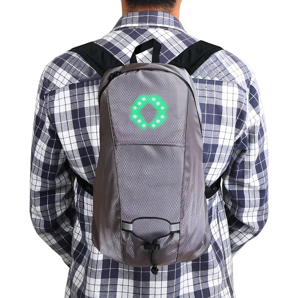 15L Bicycle Backpack with LED Turn Signal Light Cycling Bag Wireless Remote Control for Outdoor Safety Running Riding Climbing