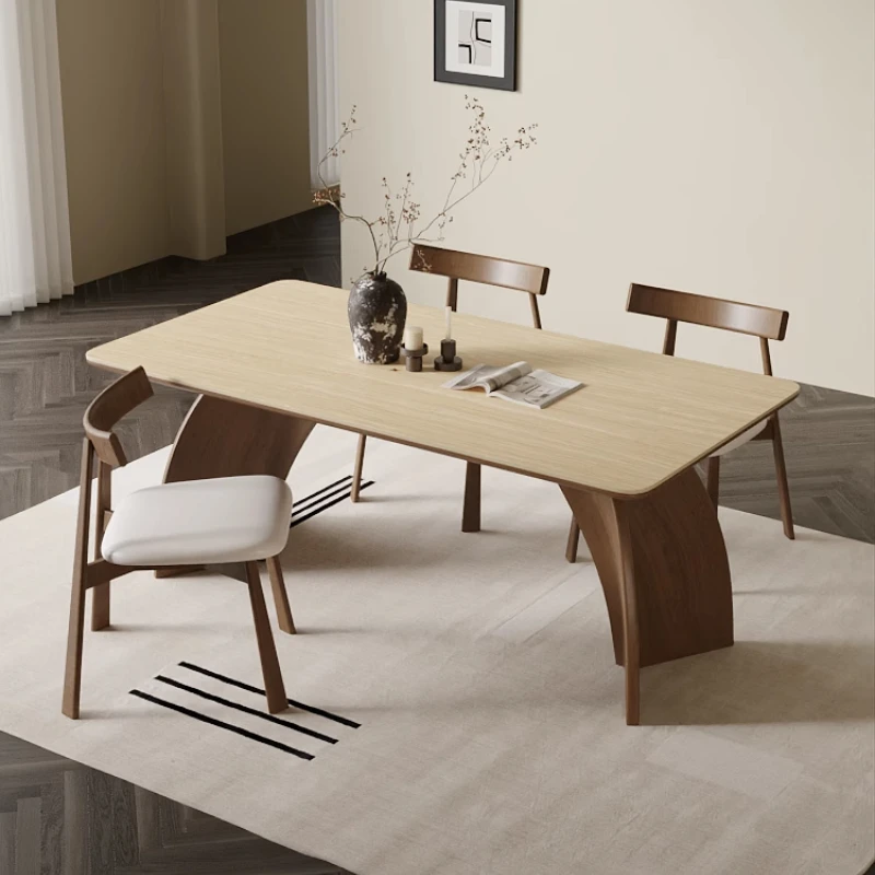 طاولة طعام حديثة مستطيلة بسيطة إيطالية رومانسية مريحة للكبار طاولة عالية الجودة لصالون المطبخ أثاث موبليس #1