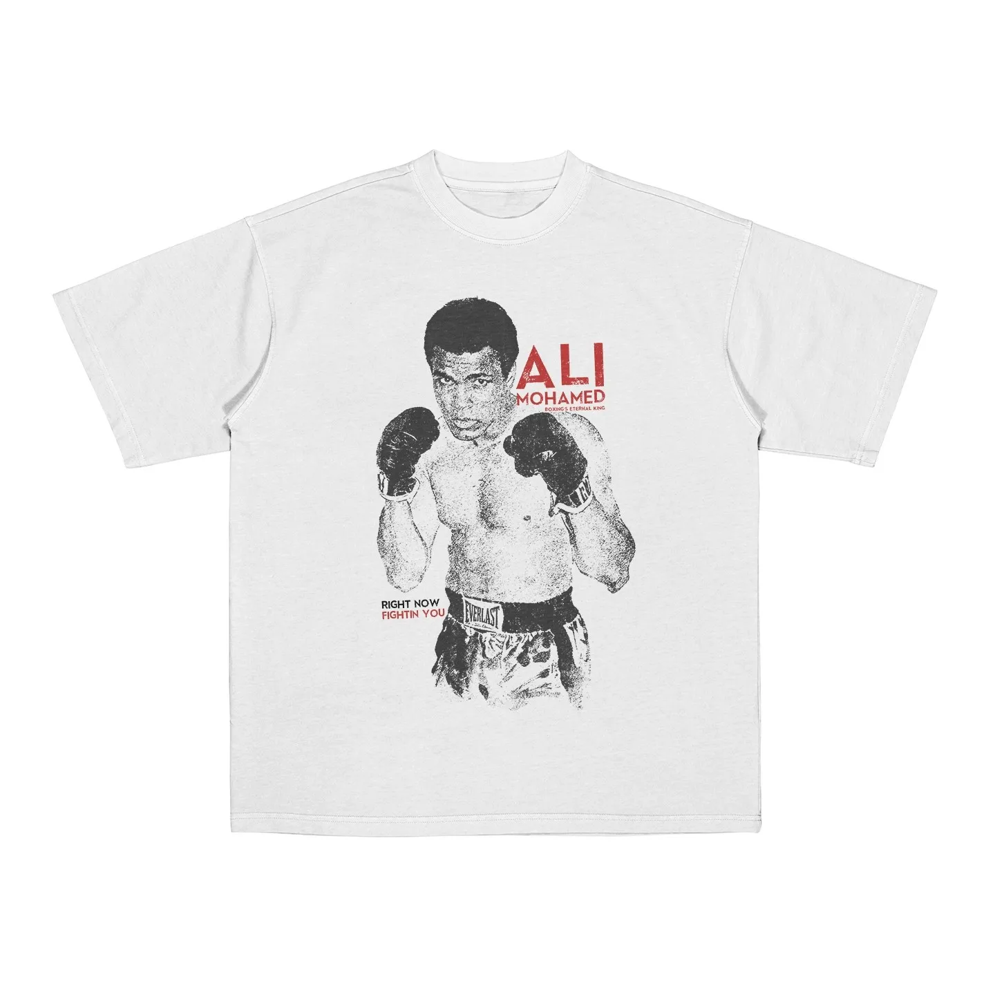 Camiseta de algodón blanca de cuello redondo oversize para hombre y mujer, superventas, estilo retro, con estampado de Muhammad Ali, la leyenda del boxeo, diseño vintage desgastado, gráfico de atleta, ropa urbana, transpirable, para entrenamiento diario, tallas S-3XL, conjunto a juego para parejas.