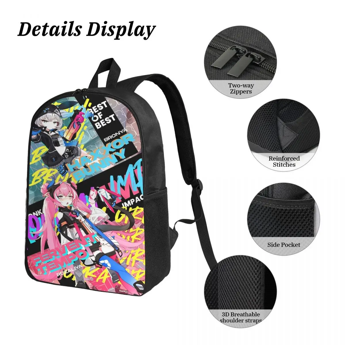 3 szt. Zestaw plecaków szkolnych ZZZ Zenless Zone Zero dla dzieci, piórniki, zestawy plecaków z torbą na lunch dla uczniów, plecak dzienny