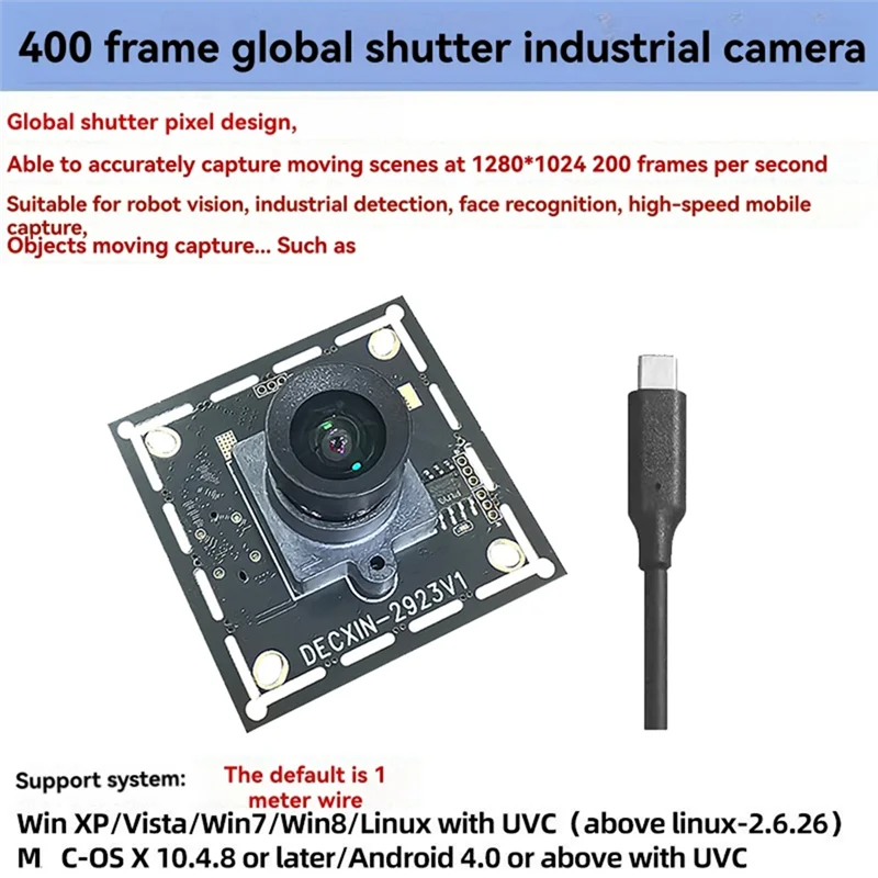 Caméra à obturateur global USB3.0 1,3 MP 93 °   Module de caméra industrielle 400 cadres sans pilote pour WINXP/7 8 10 LINUX Android-Y41A