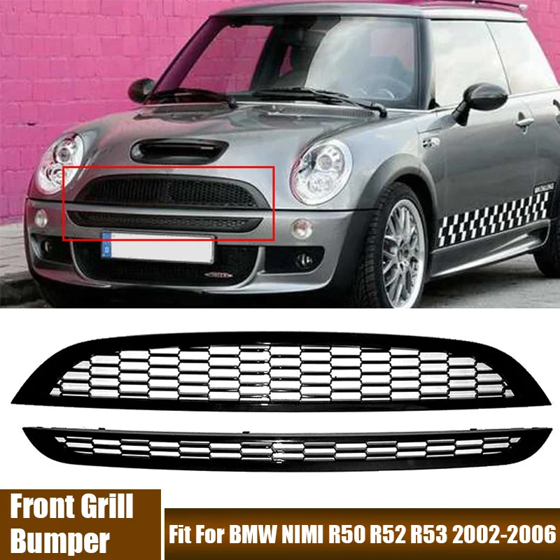 Car Modified Accessories Honeycomb Mesh Front Grill Bumper Racing Black Radiator Grille Fit For BMW NIMI R50 R52 R53 2002-2006