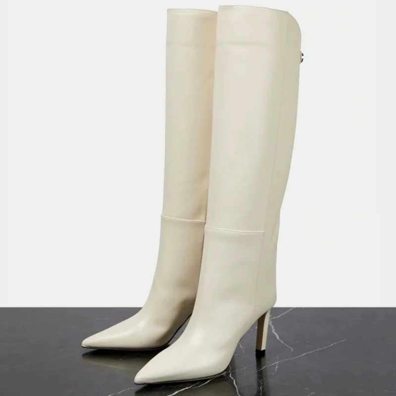 

Minimalist Style New Fashion Show Pointed Stiletto High-Heeled Straight Leg Knee High Boots Plus Size High Leg Women's Boots