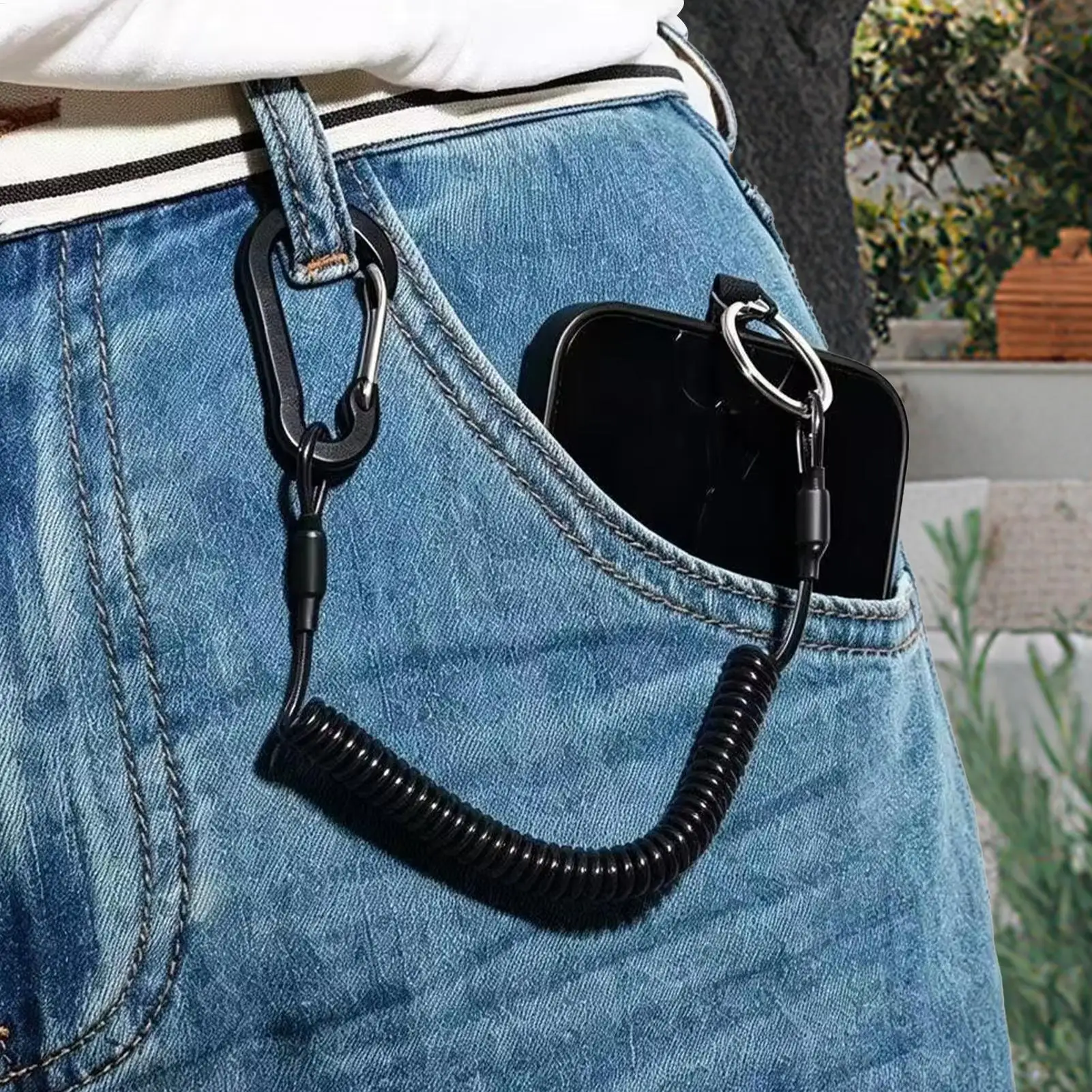 Diebstahlsicheres Handyband, Spiralförmiges Handy-Lanyard mit Karabiner, Dehnbares Handy-Lanyard für tägliche Reisen, Wandern, Skifahren, Kajakfahren