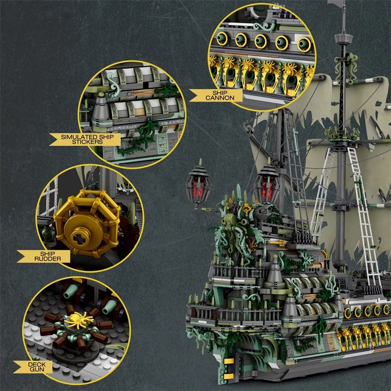 5865PCS Flying Dutchman Nave pirata blocchi di costruzione Modello di nave fantasma blocchi di costruzione assemblare giocattoli fai da te,