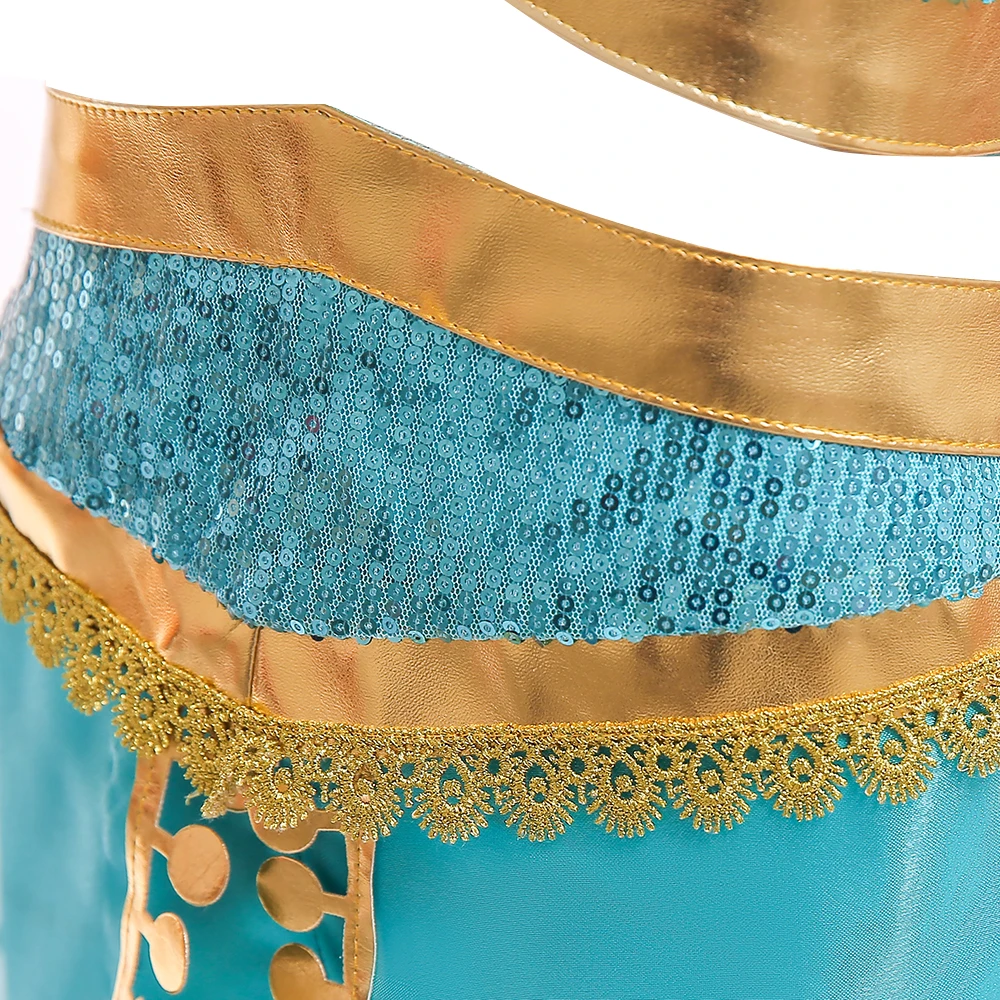 Klassisches Märchen Aladdin Wunderlampe Prinzessin Jasmin Mädchenkleid Cosplay Karneval Party Geburtstag Mädchenkleid Halloween Kostüme – Detail 6
